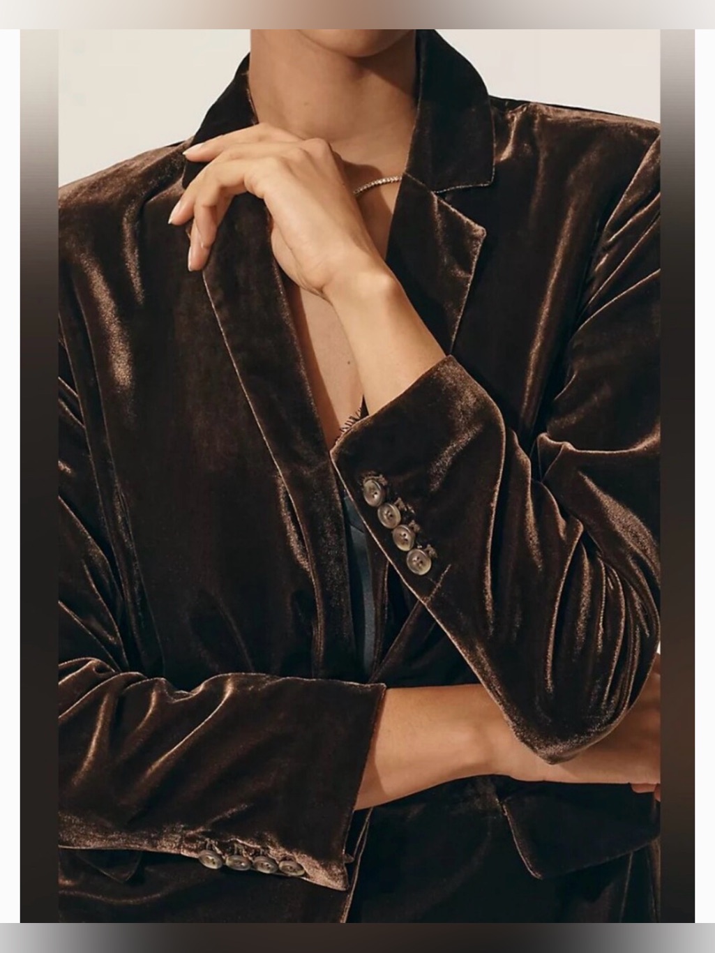 Maeve Chocolate Brown Velvet Blazer C4